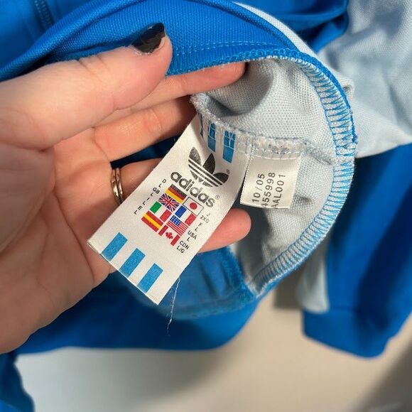 VTG Y2K Adidas Trefoil Track Jacket Mens L Blue 3 Stripe Full Zip 2005 - Picture 8 of 9